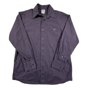 Lacoste Shirt Mens Medium 40 Gray Solid Long Sleeve Button Front Casual